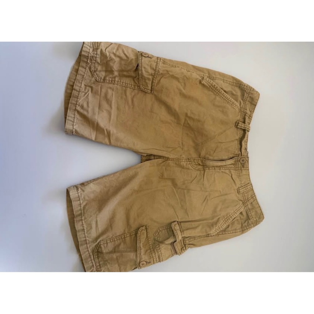 Plugg Mens Khaki Tan Ripstop Cotton Cargo Shorts Size 34 Utility Outdoor Casual